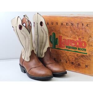 Laredo Knoxville Embroidered Brown Leather Western Boots Men's Sz 12